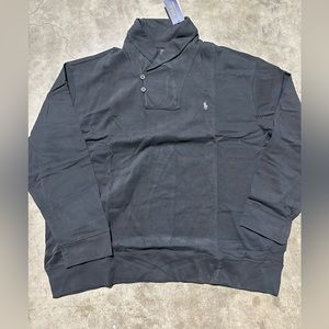 NWT Polo Ralph Lauren Classic Athletic Shawl Black Mens Long Sleeve Pullover